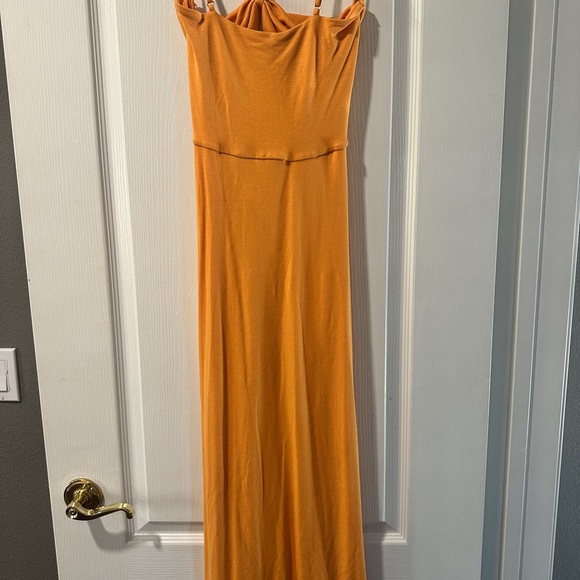 l*space Sunset Orange Spaghetti-Strap Draped Maxi - Picture 3 of 4
